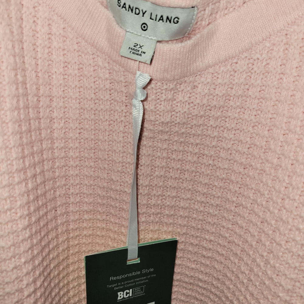 Sandy Liang Soft Pink Crew Neck Sweater